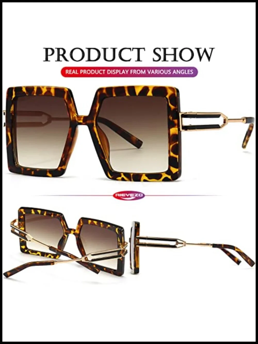 Oversized Square Sunglasses for Women UV400 Protection Retro Fashion